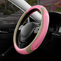 Road Comforts Car Steering Wheel Cover - Microfiber Leather Steering Wheel Wrap Sports 14.5-15 Inch Steering Wheel Cover Non-Slip for Men Women Pink & Beige Color