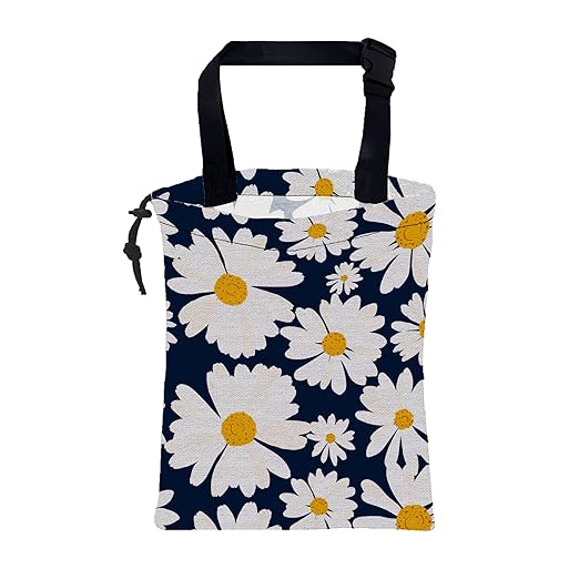 KXWQTRDD Car Trash Bag Chamomile Flower Hanging Drawstring Car Organizer and Storage Bag with Adjustable Buckle Canvas Garbage Bin for Back Seat or Hanging Headrest Car Decor Road Trip Essentials