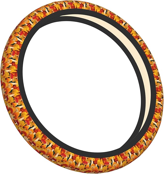 Car Steering Wheel Cover 15 Inch Leather Breathable Universal Auto Steering Wheel Protector Fit Auto Suvs Van Truck - Playful Mushrooms