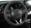 West Llama 3D Texture Steering Wheel Cover for Toyota, Anti-Slip Design, Premium Leather, Custom Fit for 14.5-15 inch, Stylish Interior Decoration(Black+Red Line-Standard Size)