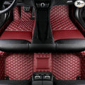 Custom Luxury Leather Car Floor Mats Upgrade Your Car's Interior All-Weather Protection for Cars, SUVs, Trucks Compatible with Automotive Floor Mats (Wine red)