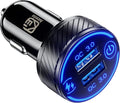 KEWIG Car Charger, 36W 3A Fast Car Charger Adapter, Dual QC3.0 USB Car Charger Fast Charge with Blue LED & ON/Off Switch