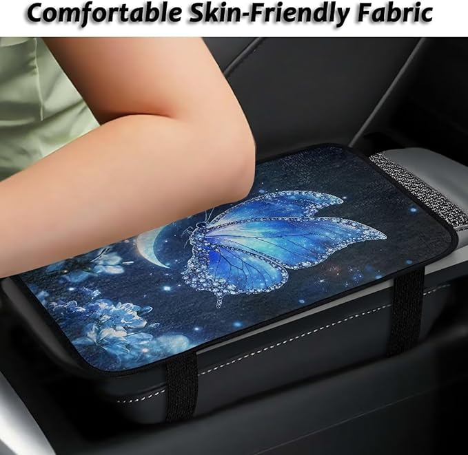 Bulopur Blue Butterfly Car Center Console Cushion Pad Armrest Cover Protec Arm Rest Cover Car Flannel Protect from Pet Claws 12.01 x 7.28 Inch Universal Fit for Vehicles,Cars,Suvs,Vans,Sedans