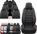 JOJ Car Seat Cover for Lincoln Navigator Seat Covers for Cars 2014-2026,Leather Waterproof Car Seat Covers Full Set,All Weather Tech Car Seat Protector,8 Seats Black Red