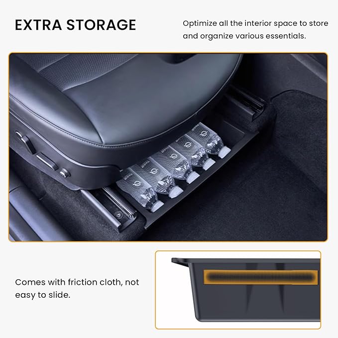 BANKKY 5PCS Center Console Organizer for Tesla Juniper: 2025-2026 New Model Y Accessories Center Console Storage Tray Armrest Hidden Box Orgainzer and Underseat Storage Box Durable ABS Anti-Slip