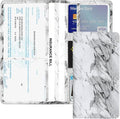 Vehicle Glove Box Car Organizer, Car Registration and Insurance Holder, Insurance Card Holder for Cars, Leather Card Holder Interior Auto Accessories for Women (Marble-White/Large)