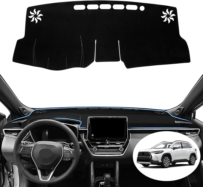 Dash Cover for Toyota Corolla Cross Accessories 2022-2025 2026 Dashboard Cover Mat Sunshade No Glare UV Rays Protector Nonslip Interior Pad （Black Trim）