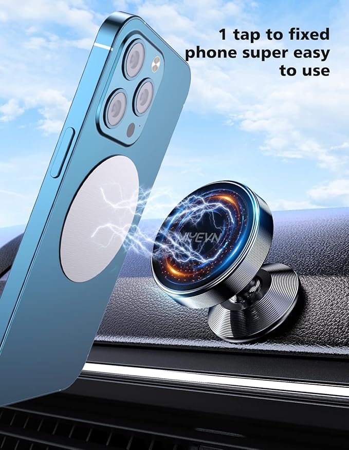 2 Pack Magnetic Phone Holder for Car, [ Strong Magnet ] Magnetic Phone Holder, [ 360° Rotation ] Phone Magnet for Car, Compatible with All Smartphones, Must be Used with Metal Pad, Black