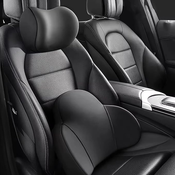 Headrest Neck Lumbar Pillows Car Seat for Toyota Hilux 2022-2024, Universal Ergonomic Back Support Cushion, Comfortable Breathable Cover for Office Home, C/Green