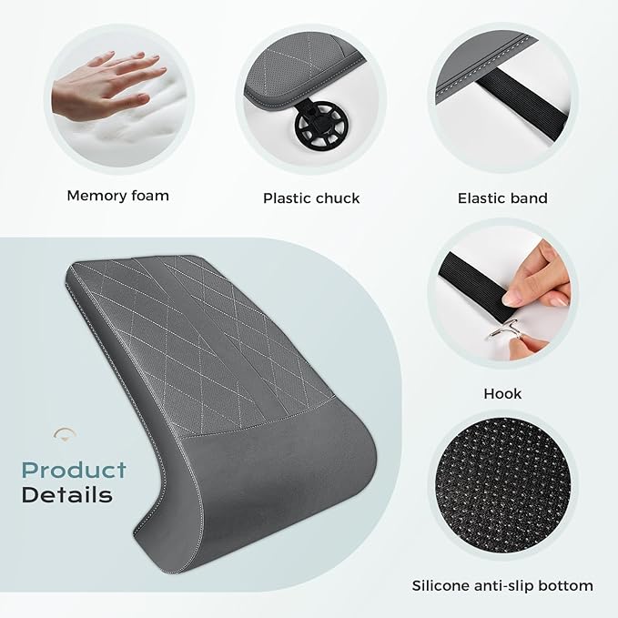 Coverado Car Seat Leg Extension Support Cushion, Waterproof Leather Leg Extender Cushion for Car Seats, Universal Car Seat Extender Cushions Leg Support Fit for Most Car, SUV, Truck (Gray)