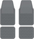 ClimaTex Heavy Duty Car, Truck, Van, and SUV Automobile Floor Mats for Floor Protection, Weatherproof Deep Channel No-Slip Front and Back Seat Floor Mats, 4 Piece Set, Gray