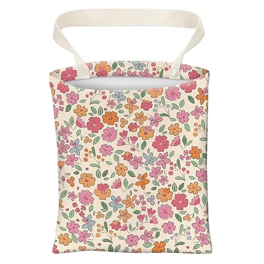 ABUIFDK Car Trash Can, Cute Car Trash Bag, Hanging Car Organizer and Storage Bag, Trash Bin for Car Accessories, Vehicle, Travelling, Camping Cute Colorful Floral