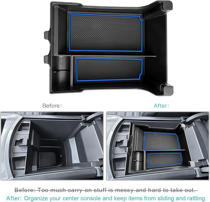 CDEFG for 2020-2023 2024 Edge Center Console Organizer Tray Compatible with 2020-2023 2024 Ford Edge Middle Console Organizer Armrest Tray Storage Box 2023 2024 Edge Accessories (Blue Trim)