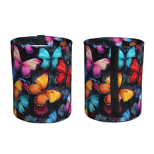 Aueimtia Colorful Butterflies Car Trash Can – Collapsible & Waterproof Hanging Trash Bag, Pop-Up Garbage Bin for Cars, Trucks, Minivans, and Camping – Easy to Install & Clean