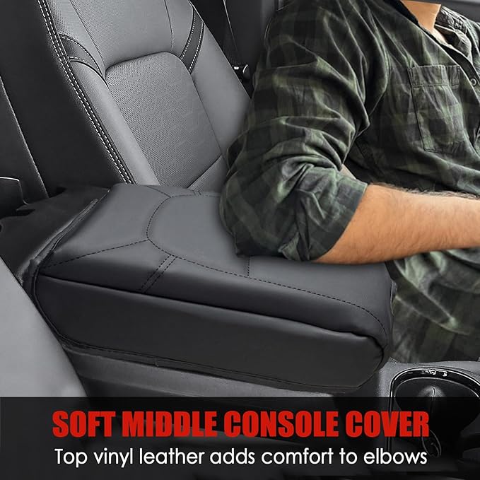 Center Console Cover for Chevy Colorado/GMC Canyon - [Upgraded] Thick & Soft Armrest Cover for Colorado Canyon 2023 2024 2025 2026 Interior Accessories - Black Stitch