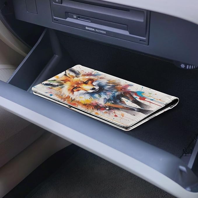 Cute Fox Animal Car Registration and Insurance Holder Vehicle Glove Box Organizer Car Accessories Wallet Case for Women Men 202a4856