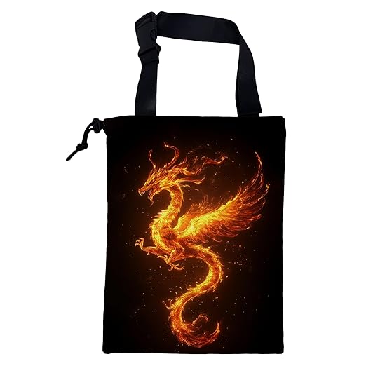 KXWQTRDD Car Trash Bag Dragon Fire Leak-Proof Car Garbage Bag with Drawstring Foldable Canvas Trash Bin with Adjustable Buckle for Car Accessories, Travelling, Camping