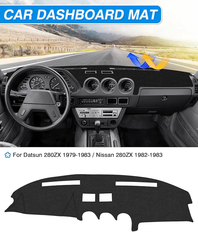 CARTIST Dash Cover Fit for 1979-1983 Datsun 280ZX/Nissan Fairlady Z S130 Dashboard Cover Mat for 280ZX Accessories Non-Slip Carpet Sunshield Glare UV Rays Protector