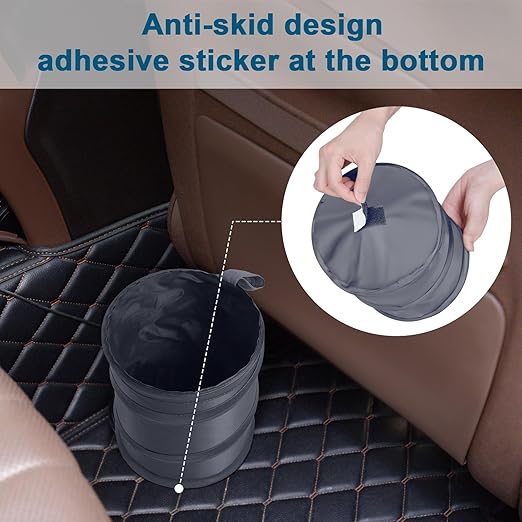 Kincown Car Trash Can, 2 Packs Mini Collapsible Car Trash Bin for Front Back Seat, Pop up Car Garbage Can, Portable Car Trash Bag Hanging for Vehicle SUV Rv Truck Accessories Interior, Grey