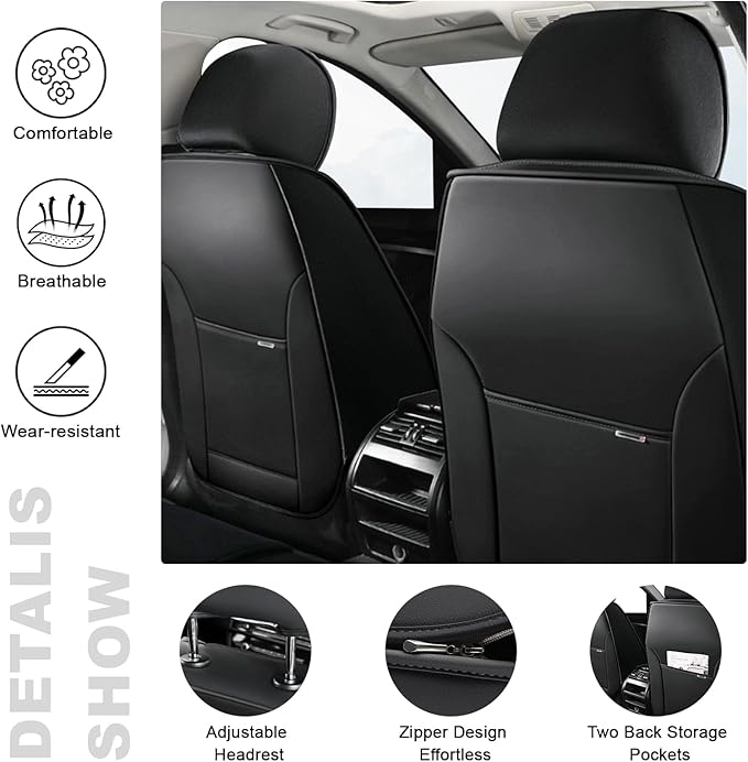 AREKA 5 Seat Covers for Honda Accord 2003-2026 Breathable Car Seat Covers,Anti-Slip Waterproof Car Seat Protectors with Airbag,Automotive Vehicle Cushion with Storage Pockets (Standard,Redline)