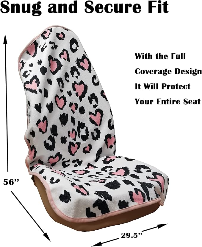 LoyaGour Car Seat Cover Protector Front Seats,for Gym Workout,Running,Swimming,Beach and Hiking,Waterproof Sweat Towel Bucket Seat Covers for Cars SUV Trucks (Leopard Print, 1Pcs)