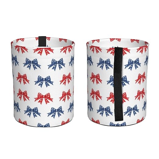 Patriotic Bow Car Trash Can Leak-Proof Waterproof Hanging Trash Bin Collapsible Garbage Can for Car Accessories Travelling Camping