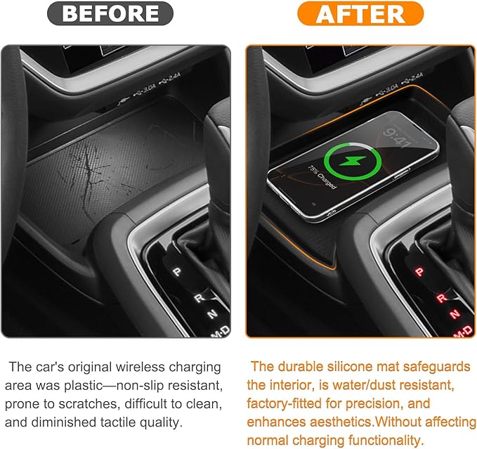 Wireless Charging Protective Pad For Subaru Crosstrek 2026 2025 2024 Car Accessories Wireless Charger Anti-Slip Mat Cordless Charger Heat Insulating Silicone Material Non Slip Waterproof Easy to Clean