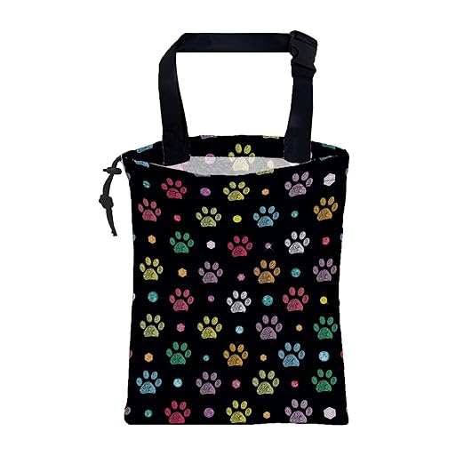 KXWQTRDD Car Garbage Bag Colorful Paw Prints and Diamond Drawstring Car Trash Bag Hanging for Back Seat with Adjustable Buckle Canvas Vehicle Trash Can Easy-to-Install