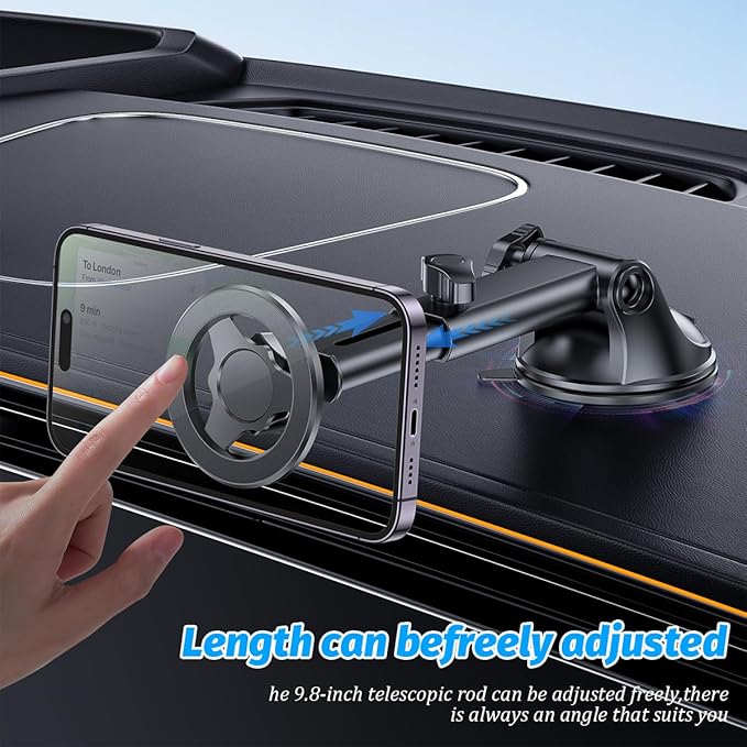 Magnetic Car Phone Holder, 360° Adjustable Vehicle Cell Phone Mount with Suction Cup Stand, Automotive Smartphone Holder for Dashboard Windshield, Universal for SUV RV Truck (StyleA)