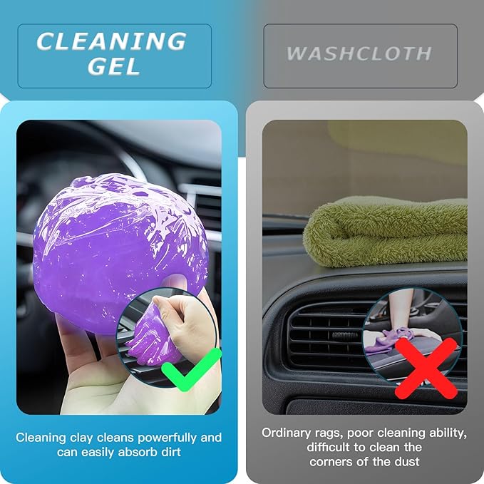 Car Cleaning Gel,Reusable Car Cleaning Putty for Interior Detailing, Car Cleaning Supplies, Auto Detailing Tools, Car Slime for Dust Removal, Car Accessories Interior, Car Cleaning Kit(Purple, 3.0 OZ)