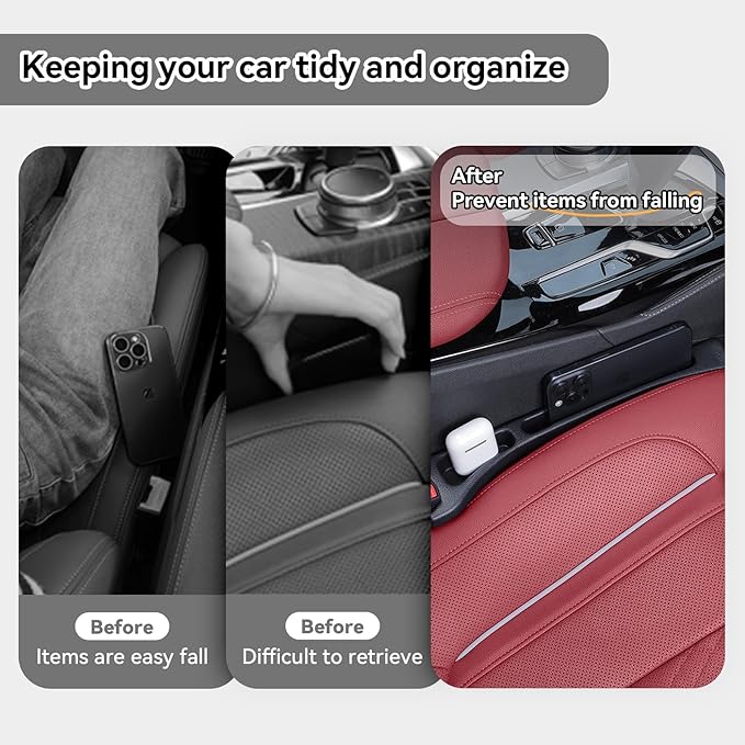 USSDE Car Gap Filler, Dual Slot Car Seat Gap Organizer 2 Pack, Universal Fit Soft Car Seat Crack Gap Filler Between Seat and Console Stop Things from Dropping (Style B)