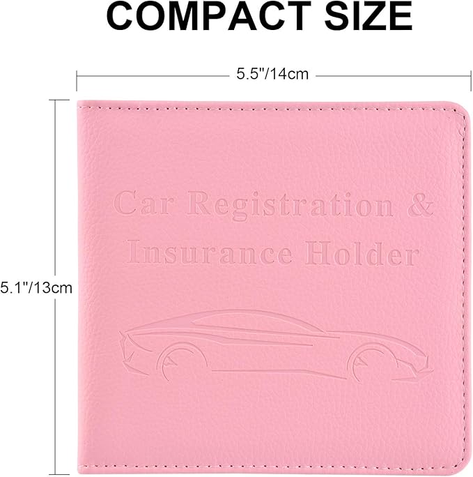Cacturism Car Registration and Insurance Holder, Vehicle Glove Box Car Organizer，Women Interior Car Accessories Case for Cards, Essential Document, Driver License, Pink | for Cards, Essential Document, Driver License