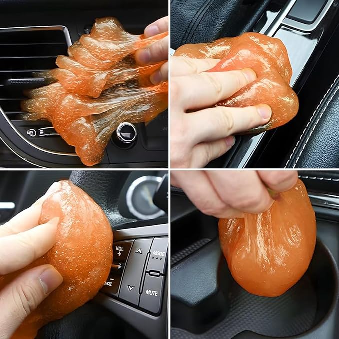 Cleaning Gel for Car, Universal Vehicle Interior Detailing Cleaning Putty Gel, Detail Cleaner Tools for Keyboard Vent PC Laptop Camera, Automotive Duster Remover Cleaner Accessories (Orange)