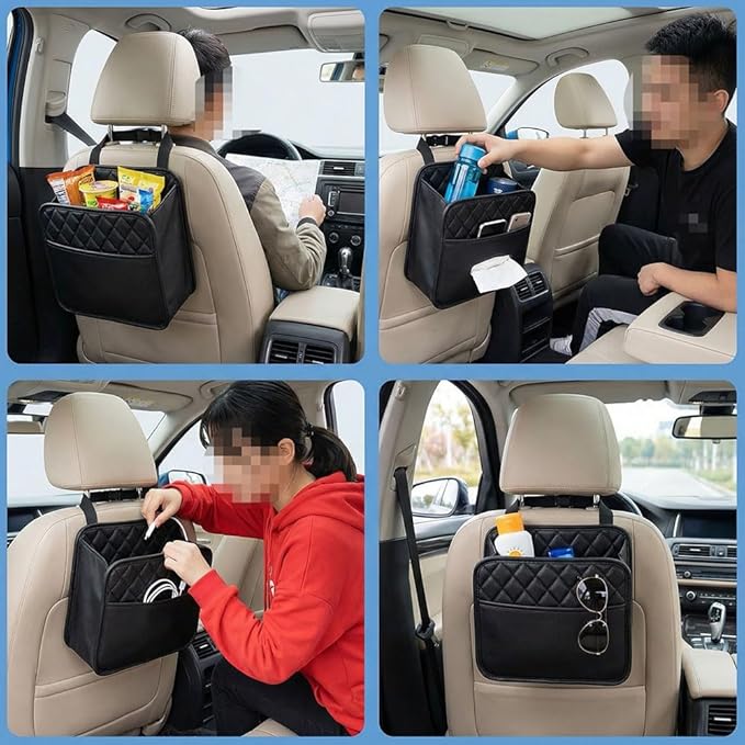Car Seat Organizer for Mercedes-Benz GLE-Class 2016–2025 2026,Pu Leather Diamond Quilted Hanging Storage Bag,Front Passenger and Backseat Holder,Interior Accessories