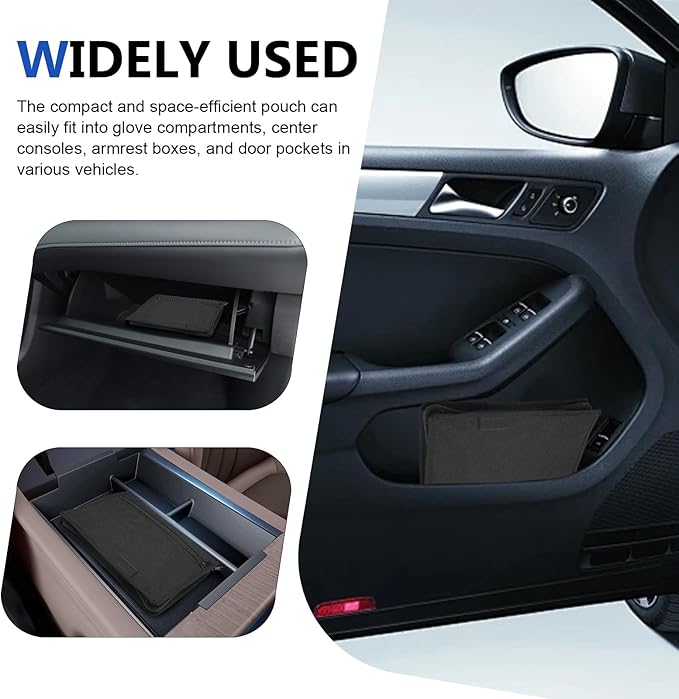 Glove Box Compartment Organizer, Car Registration and Insurance Holder, Oxford Cloth Multi-Pocket Portable Document Case with Smooth Zipper for Auto License Card (Black)