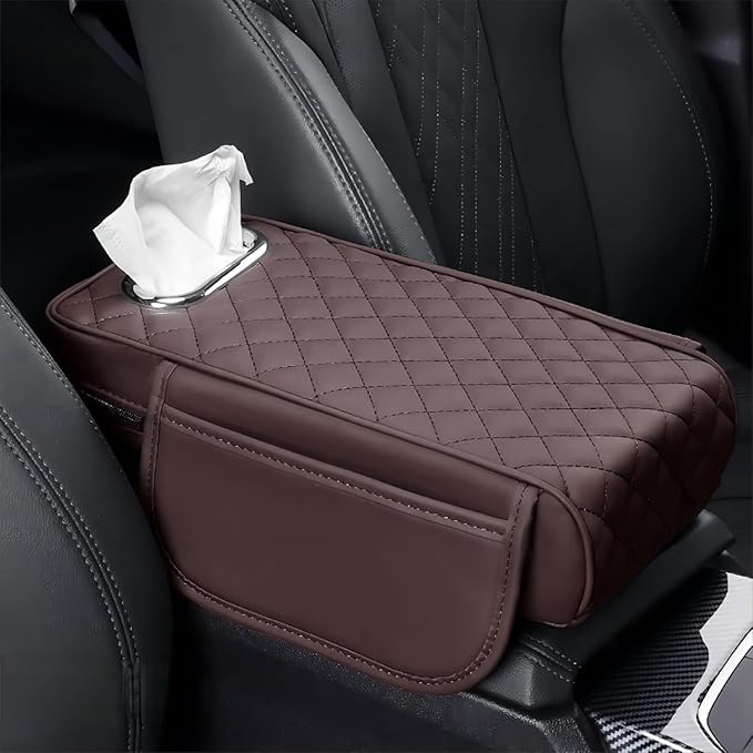 Car Center Console Cover for Lexus is Sedan is 200t /is 250 /IS300 /is 300H /IS300 AWD/is 350 Sport, Leather Car Arm Rest Cover, Car Armrest Cushion with 2 Storage Bags Car Center Console Armrest Pad