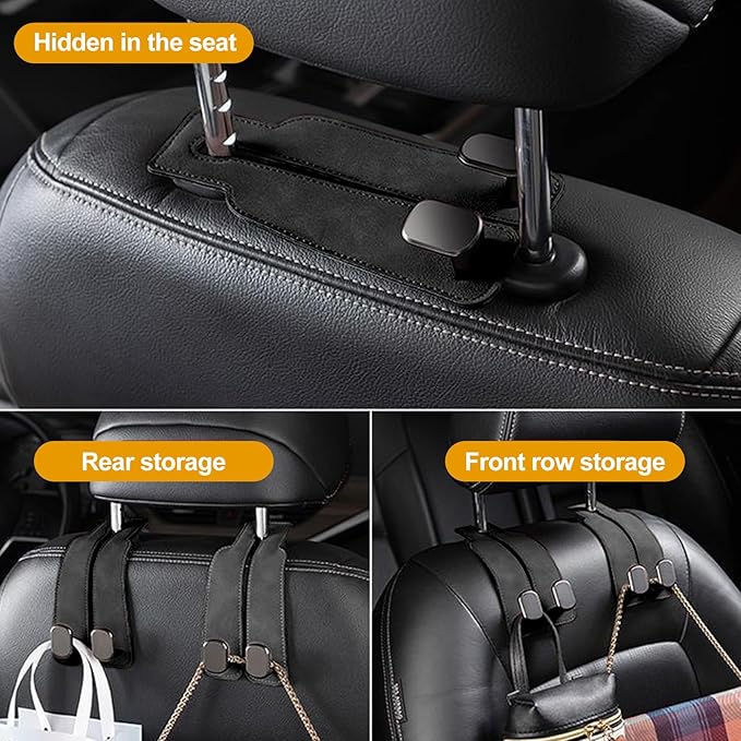 JinnEterri Car Purse Hook Purse Hook for Car Seats Headrest Car Seat Hooks,Heavy Duty Vehicle Organizer for Handbags, Groceries, Purses, Keep Car Tidy (Black, 2 Pack)