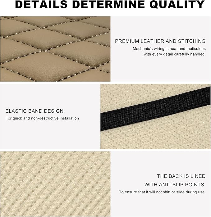 Car Center Console Cover, Waterproof Leather Arm Rest Cushion Pad with 2 Storage Bags, Anti-Scratch Armrest Seat Box Protector Interior Accessories for Most Vehicles (Beige)