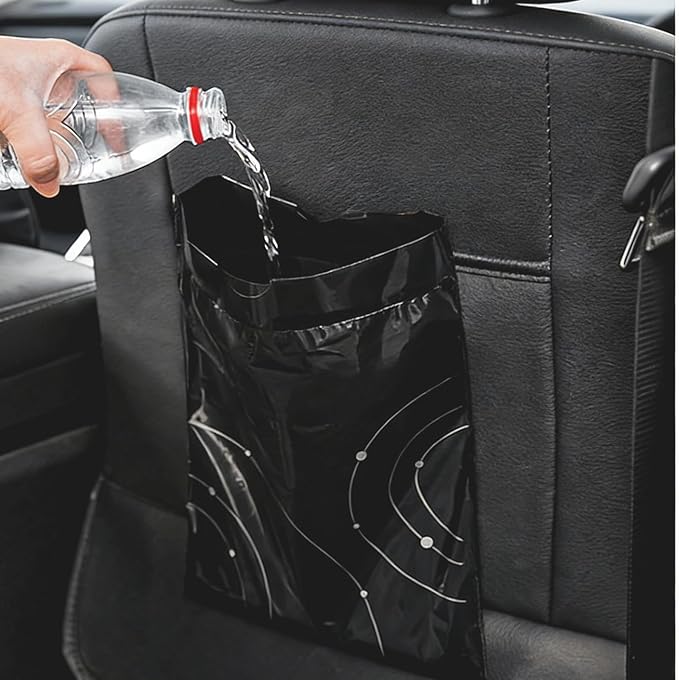SHUESS 160 PCS Disposable Car Trash Bags, Drawstring Car Garbage Bags Self Adhesive, 9.4x12 Inches Small Trash Bag for Car Interior Hanging, Backseat, Kitchen, Travel