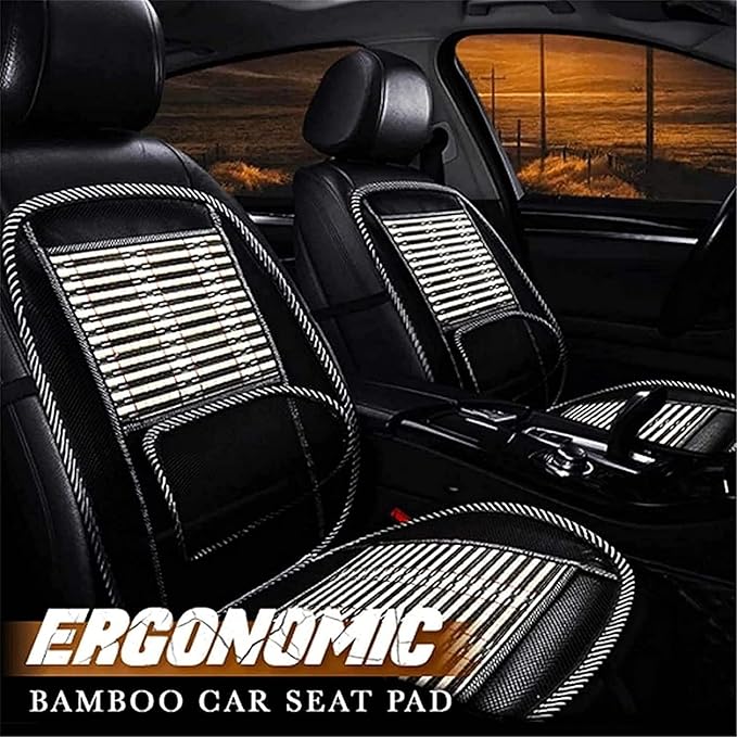 Bamboo Car Seat Pad, Car Seat Office Chair Bamboo Chip Cover Cushion, Breathable Lumbar Cushion Mesh Support Cushion Pad Supplies Waist Protection(Basic)