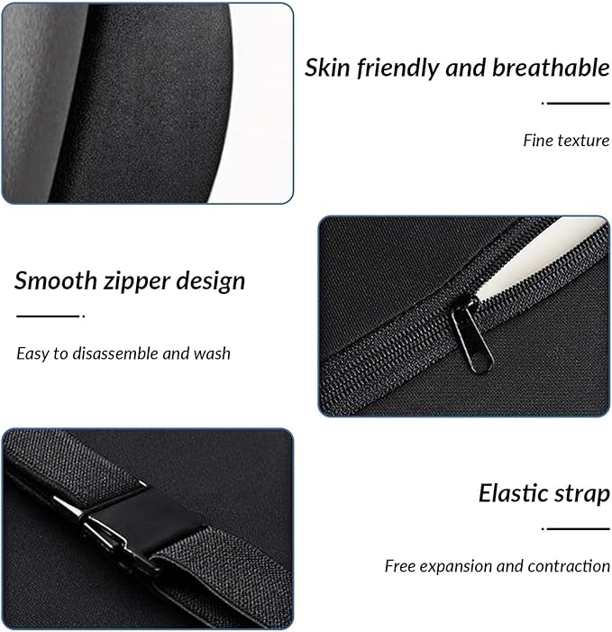 Car Headrest & Lumbar Support Cushion for Citroen DS3 C5 C3 C2 C4 C6, Ergonomic Automotive Seat Neck Pillow Lumbar Backrest Pad Neck Back Pain Relief Detachable Washable,Black