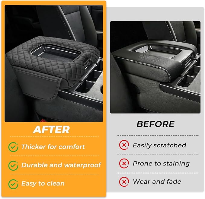 FUNY Center Armrest Cover for 2014-2018 Silverado Sierra Jump-Up Seats, Durable Center Console Cover Replacement, Only fit Jump Seat Console