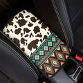 Coldinair Brown Cow Car Center Console Pad Ethnic Aztec Soft Armrest Protector Cover Fit for Most Vehicle,SUV,Truck,Washable