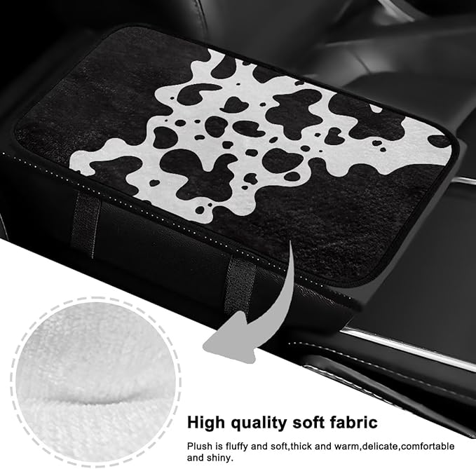 Bulopur Cow Print Armrest Cover Car Center Console Cover Flannel Armrest Cover Protec Car Center Console Cover Accessories Universal Car Interior Accessories Car Arm Rest Cover