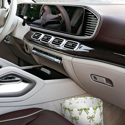 Green Bow Car Trash Can Leak-Proof Waterproof Hanging Trash Bin Collapsible Garbage Can for Car Accessories Travelling Camping