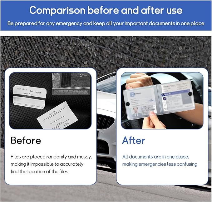 2 PCS Car Registration and Insurance Holder, 10.6''×4.8'' Essential Auto Card Glove Box Organizer with Closure, Vehicle Interior Accessories Perfect for Documents, Cards