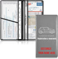 Caihoyu Custom Car Registration and Insurance Card Holder Personalized Leather Glove Box Organize Men Women Wallet Accessories Case for Cards, Essential Document Driver License Dark Gray