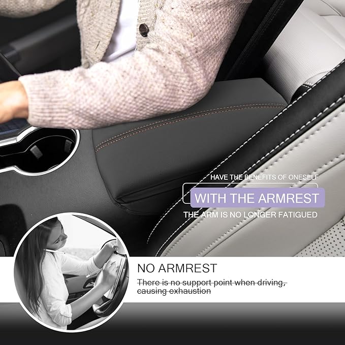 Mustang Center Console Cover Compatible with 2024 2025 Ford Mustang Accessories Mustang Armrest Cover Center Console Pad 2025 Mustang EcoBoost Premium/GT Armrest Console Cover Soft Leather,Orange Line
