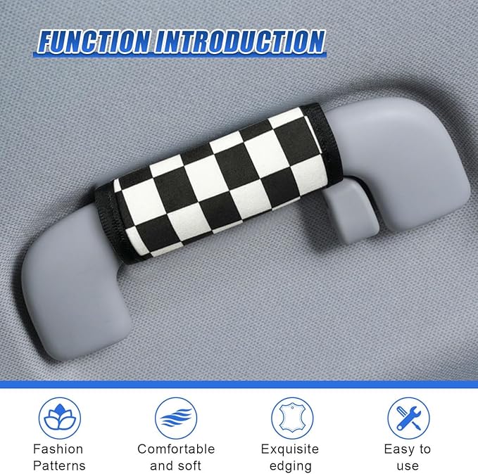 Car Inside Door Handle Protector, Soft Plush Car Inner Front Rear Door Pull Handle Cover, Universal Anti-Scratch Vehicle Interior Grip Gloves Decoration Accessories for Women Men (BL&WH-4PCS)