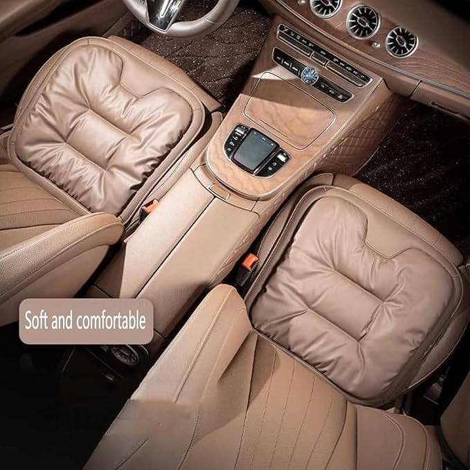 Skin-Friendly & Dirt-Repellent Leather Seat Cushions, Universal Non-Slip Breathable Memory Foam Seat Pad for Car (Black)